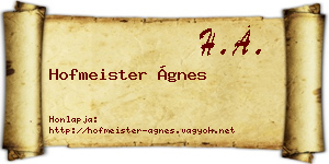 Hofmeister Ágnes névjegykártya